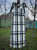 Handmade  Black Check with Yellow Overcheck on White Dress With Bows